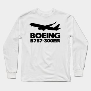 Boeing B767-300ER Silhouette Print (Black) Long Sleeve T-Shirt